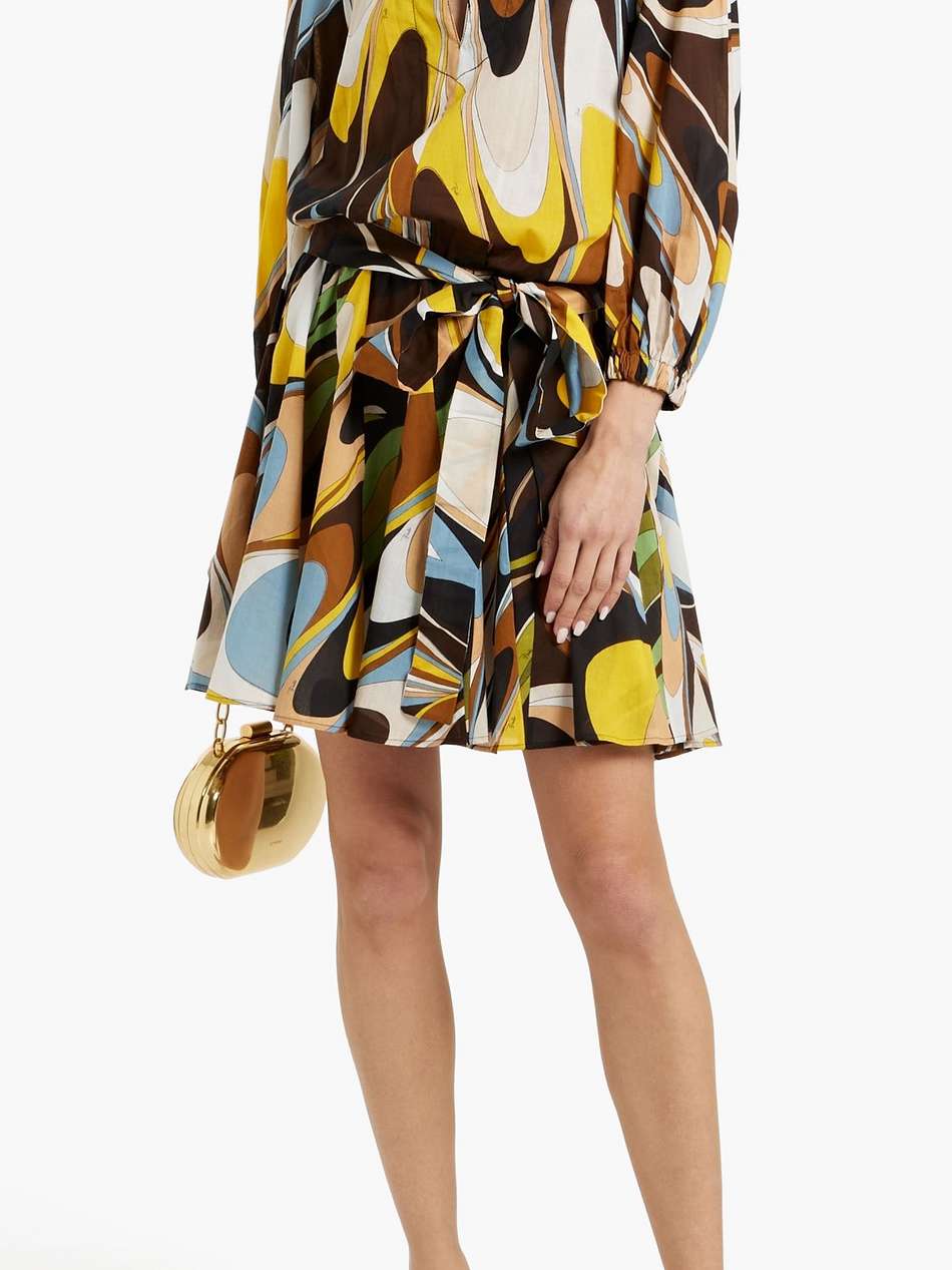 belted printed cotton-voile mini dress