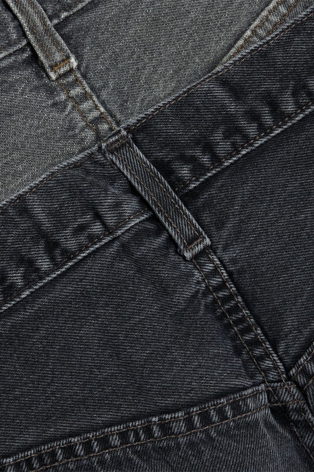 EB DENIM Frayed paneled denim mini skirt