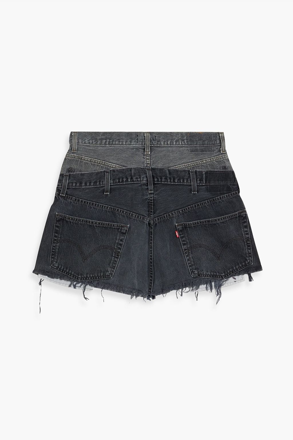 EB DENIM Frayed paneled denim mini skirt