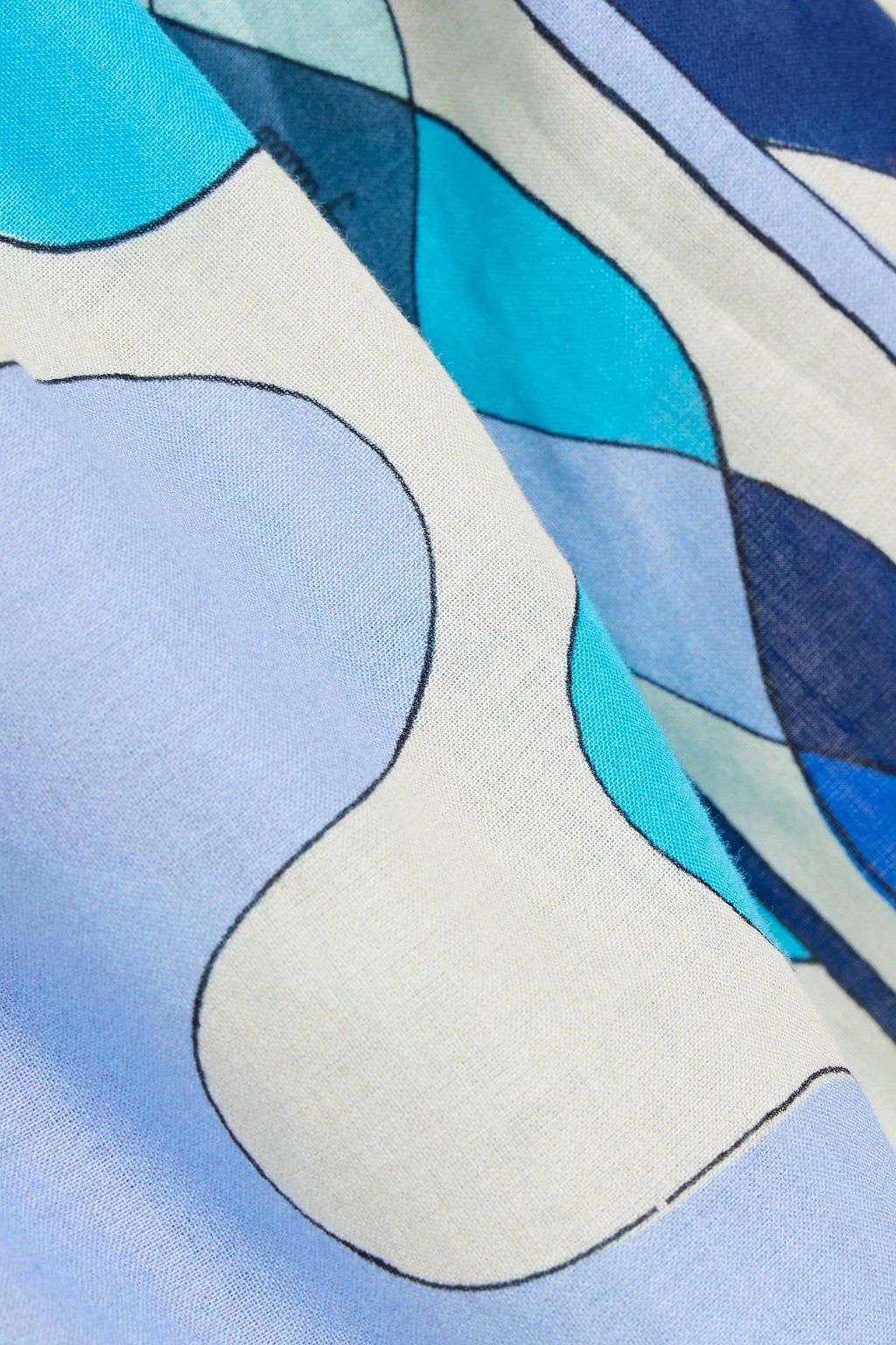 PUCCI One-shoulder ruffled printed cotton-voile top