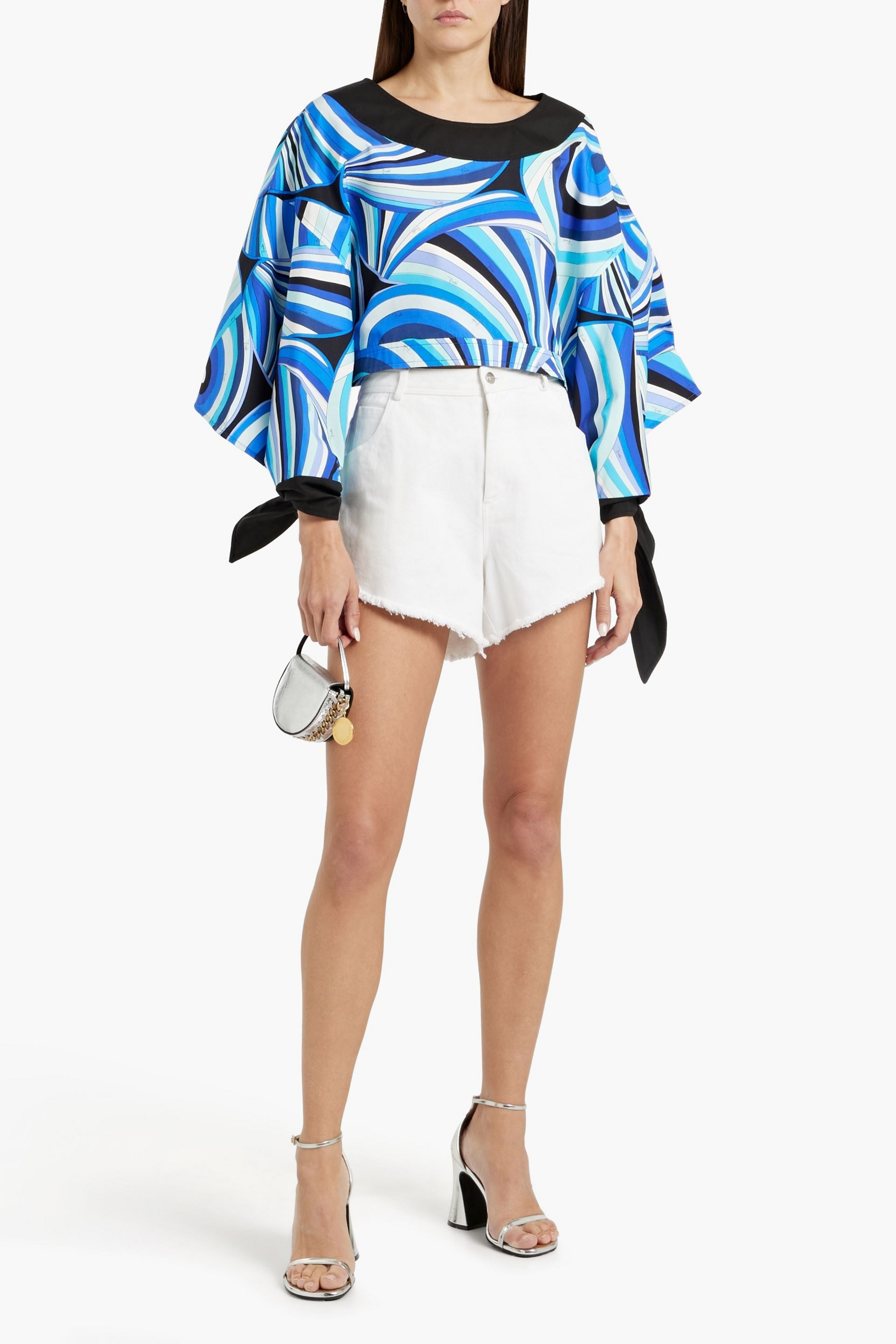 Pucci Cropped printed cotton-poplin top