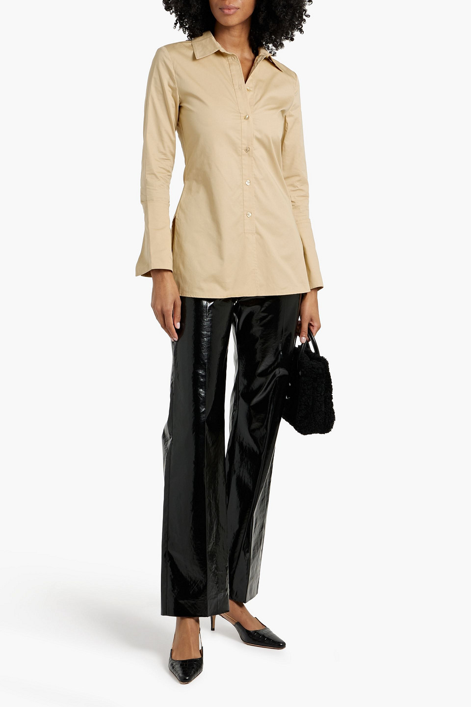 By Malene Birger Spread-collar Organic Cotton Shirt In Sand