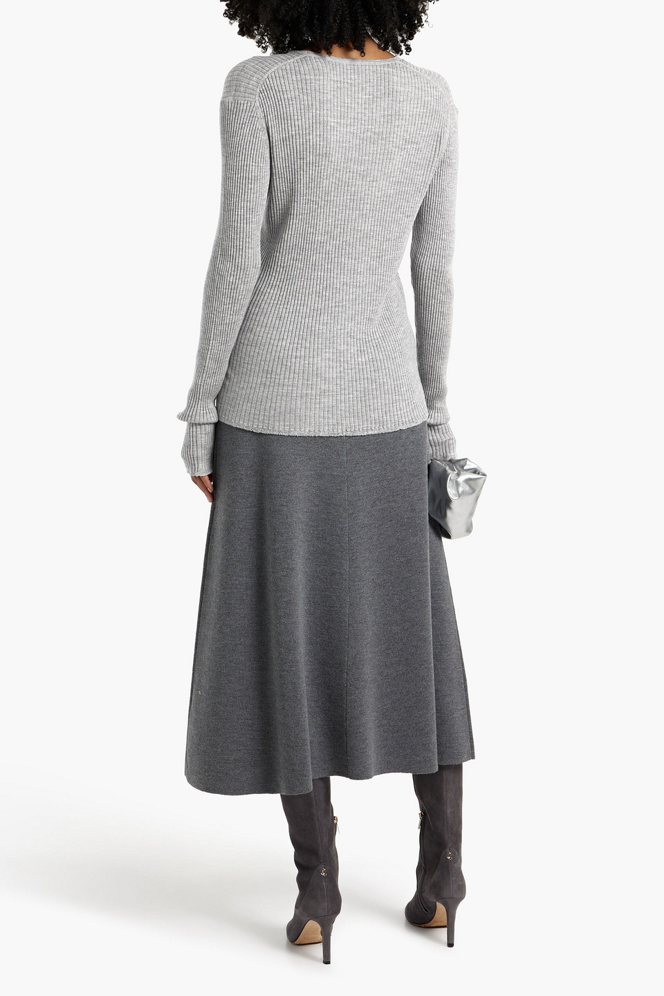 By Malene Birger Rinah Ribbed Merino Wool Sweater In Gray