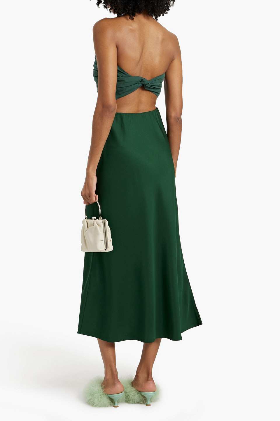 Shop By Malene Birger Boshan Twill Midi Skirt In Forest Green