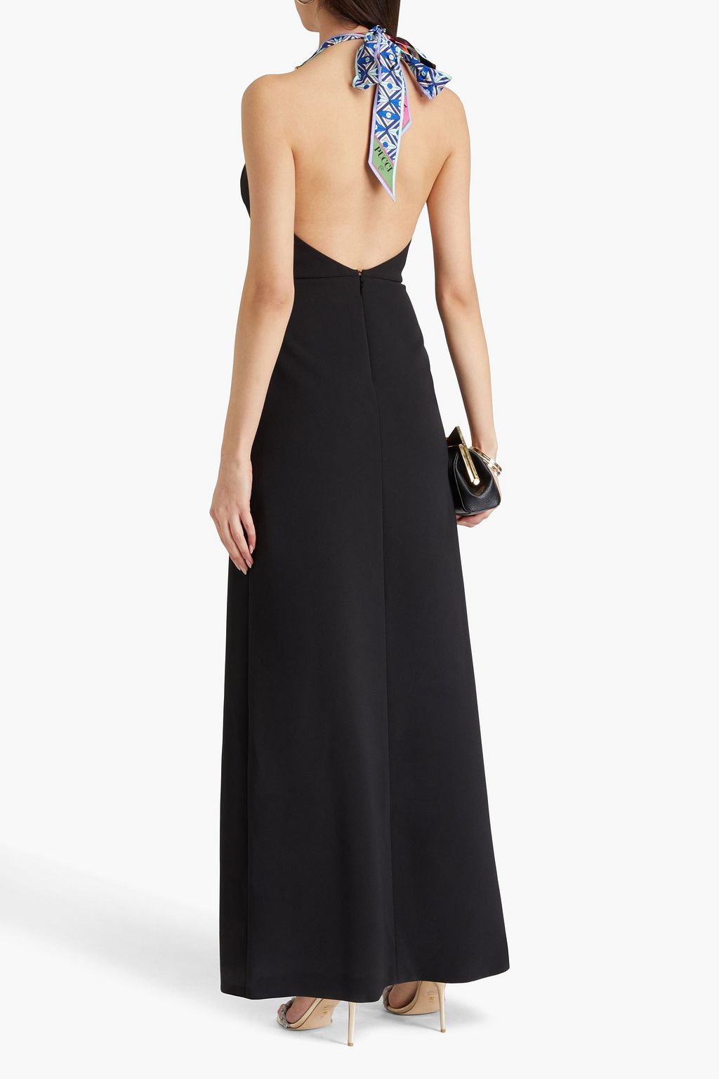 PUCCI Embellished stretch-crepe halterneck maxi dress