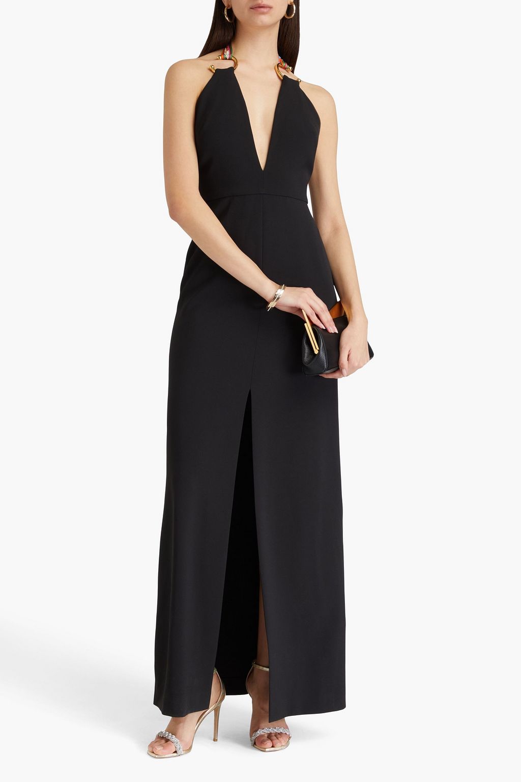 PUCCI Embellished stretch-crepe halterneck maxi dress