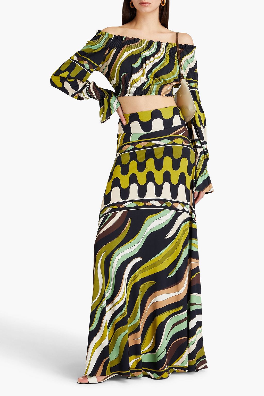 PUCCI Printed stretch-jersey maxi skirt