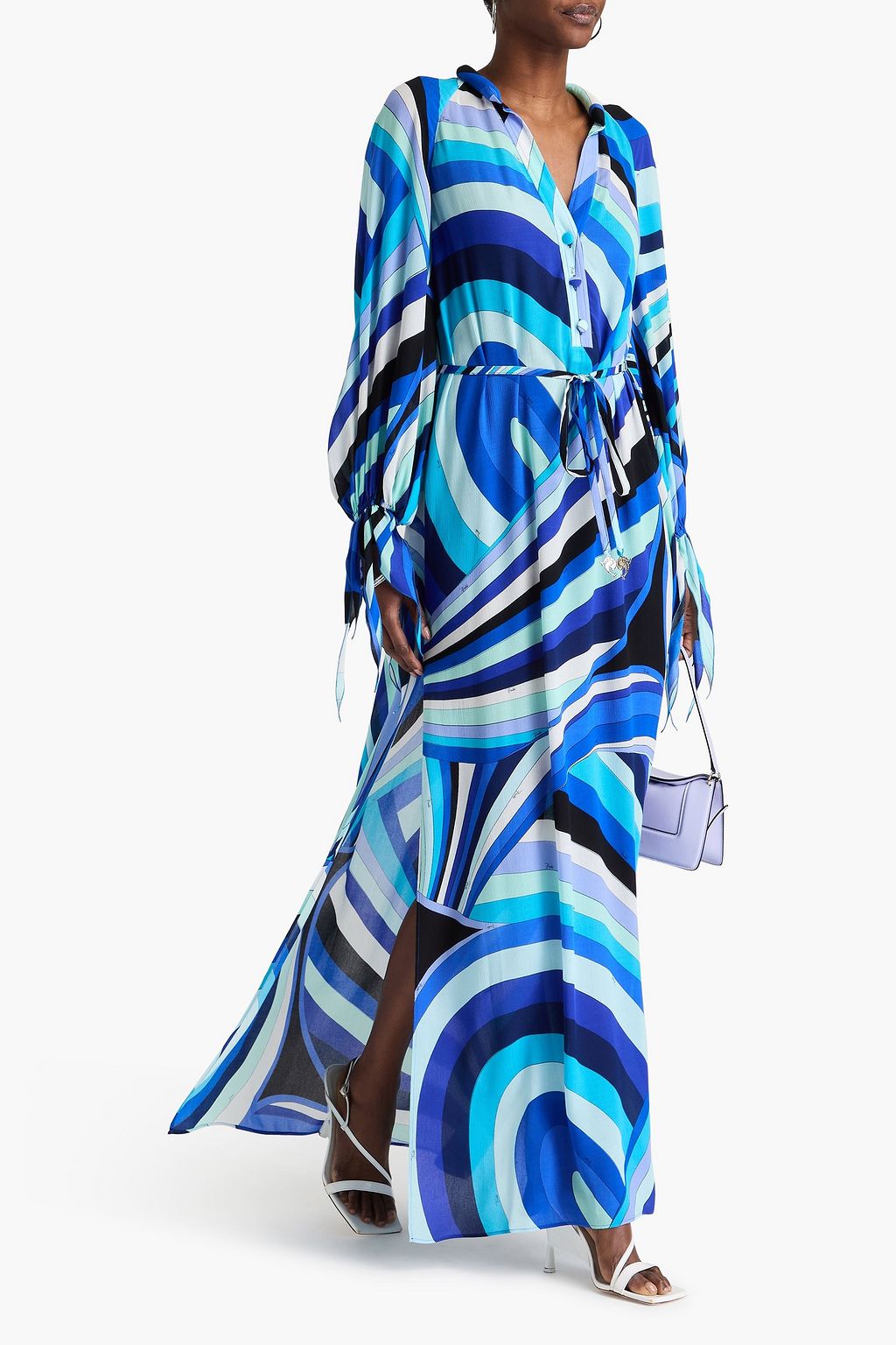 PUCCI Maxikleid aus Krepon mit Gürtel und Print
