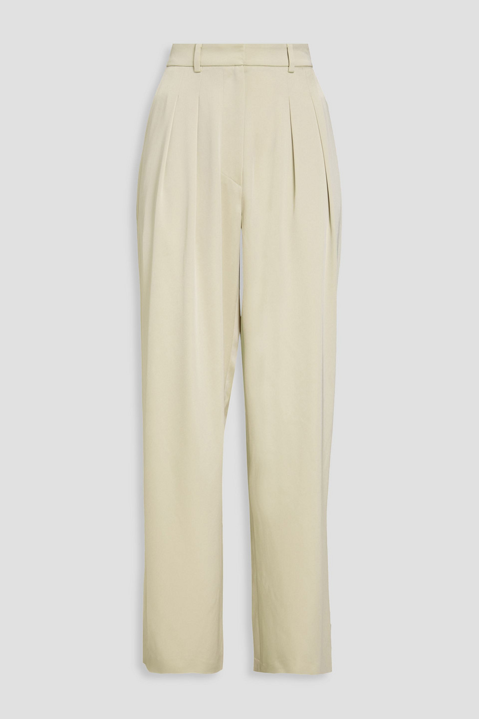 Nanushka Pleated Satin Wide-leg Pants In Ecru