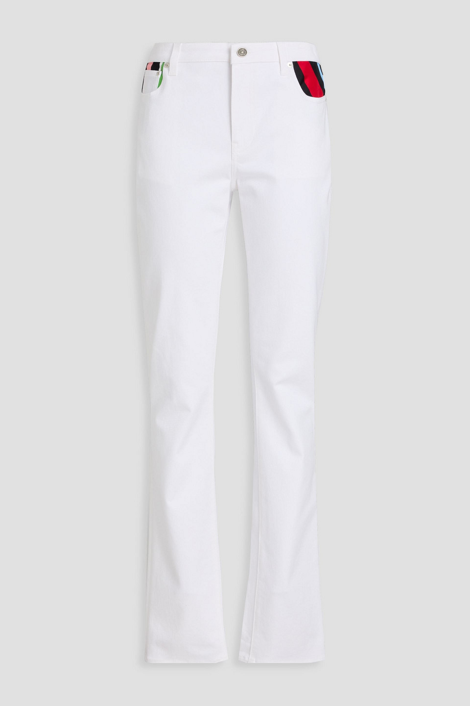 Pucci Silk-trimmed High-rise Straight-leg Jeans In White
