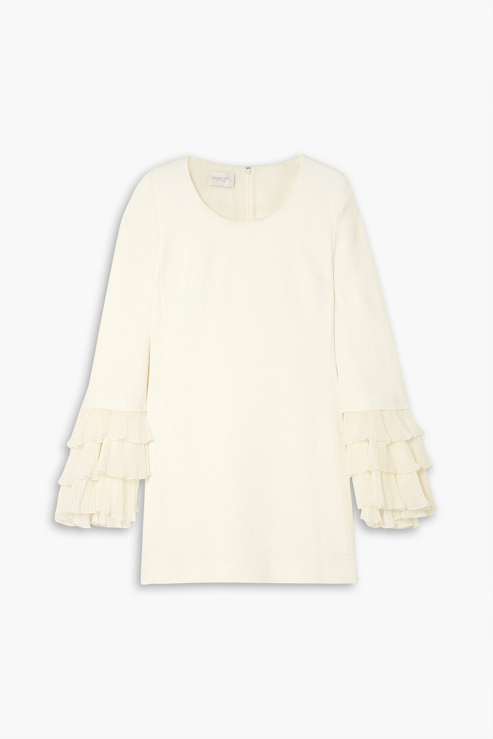 Giambattista Valli Ruffled Plissé-silk And Cady Mini Dress In Ivory