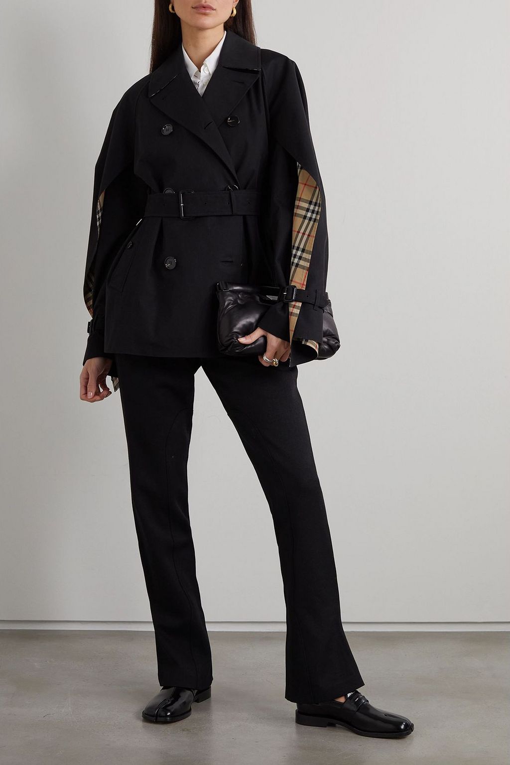 BURBERRY Belted double-breasted layered cotton-gabardine trench coat