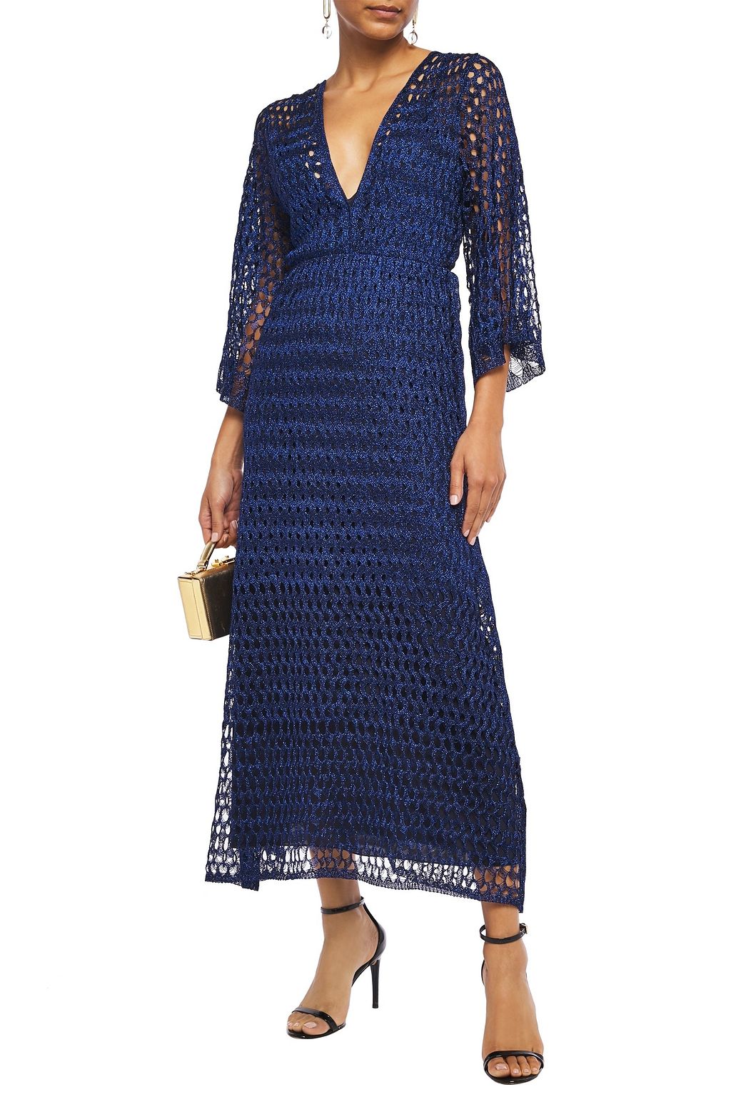 MISSONI Metallic open-knit midi dress