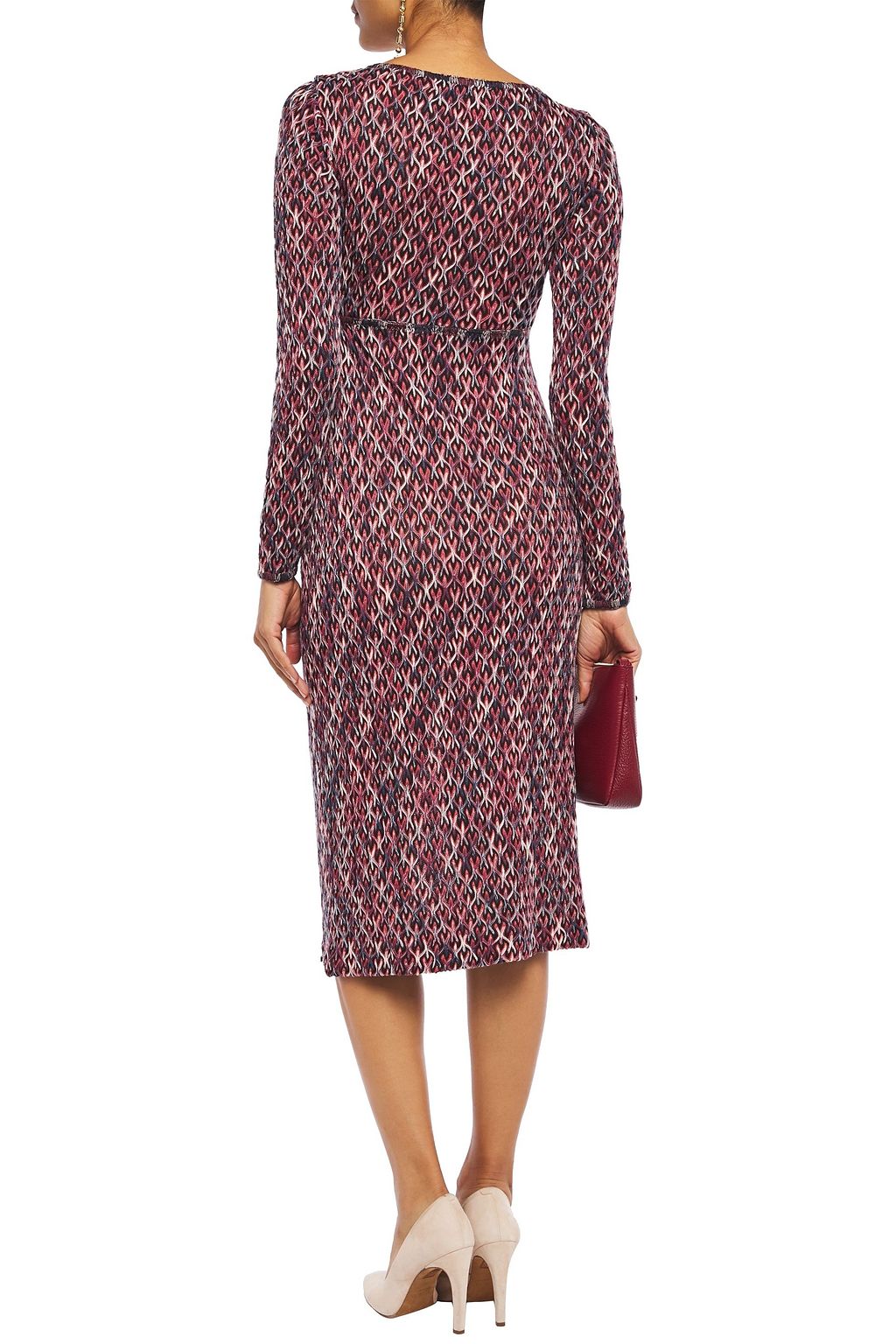 MISSONI Wrap-effect crochet-knit midi dress