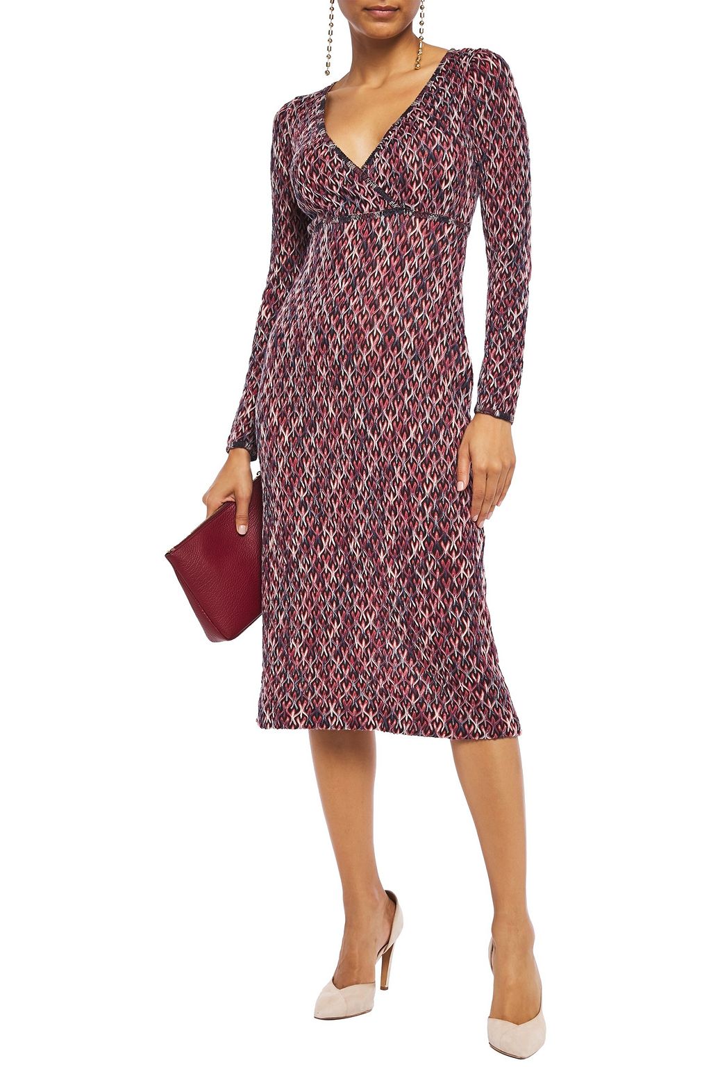 MISSONI Wrap-effect crochet-knit midi dress