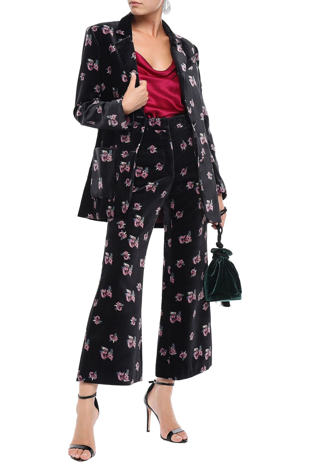 RACIL Alfred floral-print velvet blazer