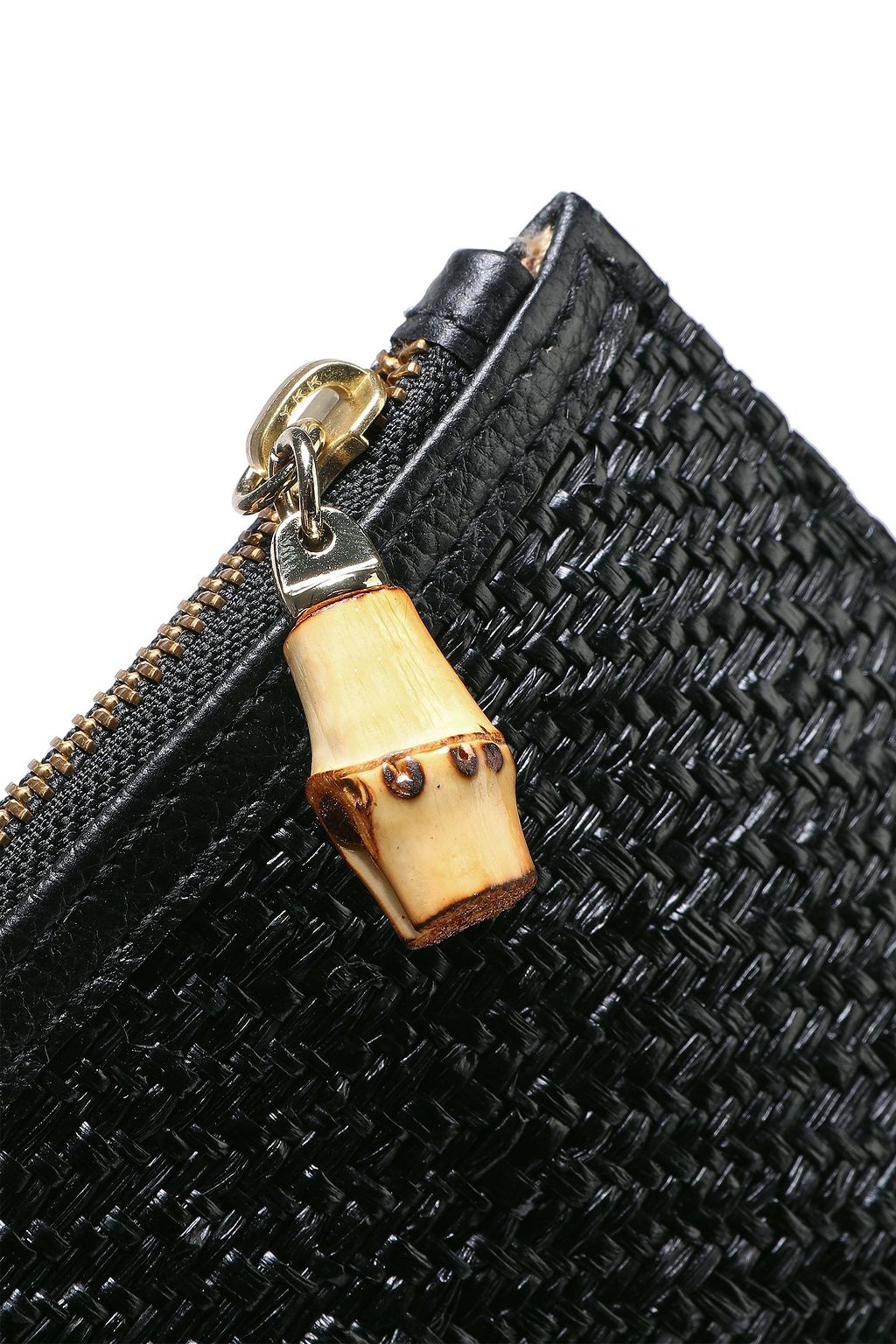 KAYU Sawyer leather-trimmed straw pouch
