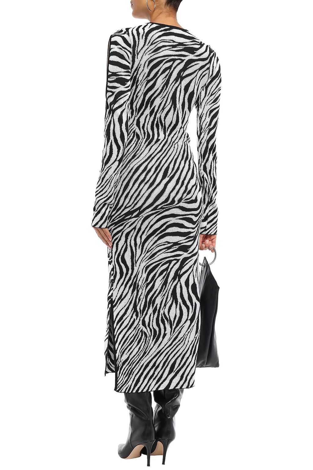 MCQ ALEXANDER MCQUEEN Cutout zebra-print jacquard-knit midi dress
