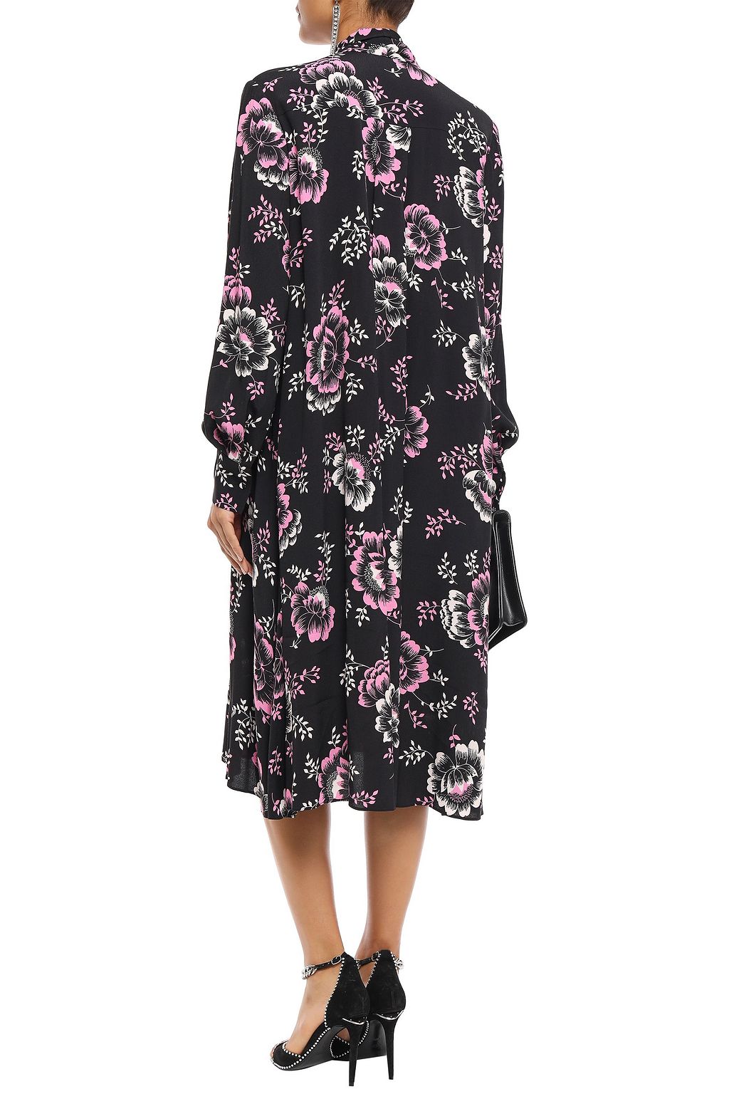 MCQ ALEXANDER MCQUEEN Pussy-bow floral-print crepe de chine midi dress