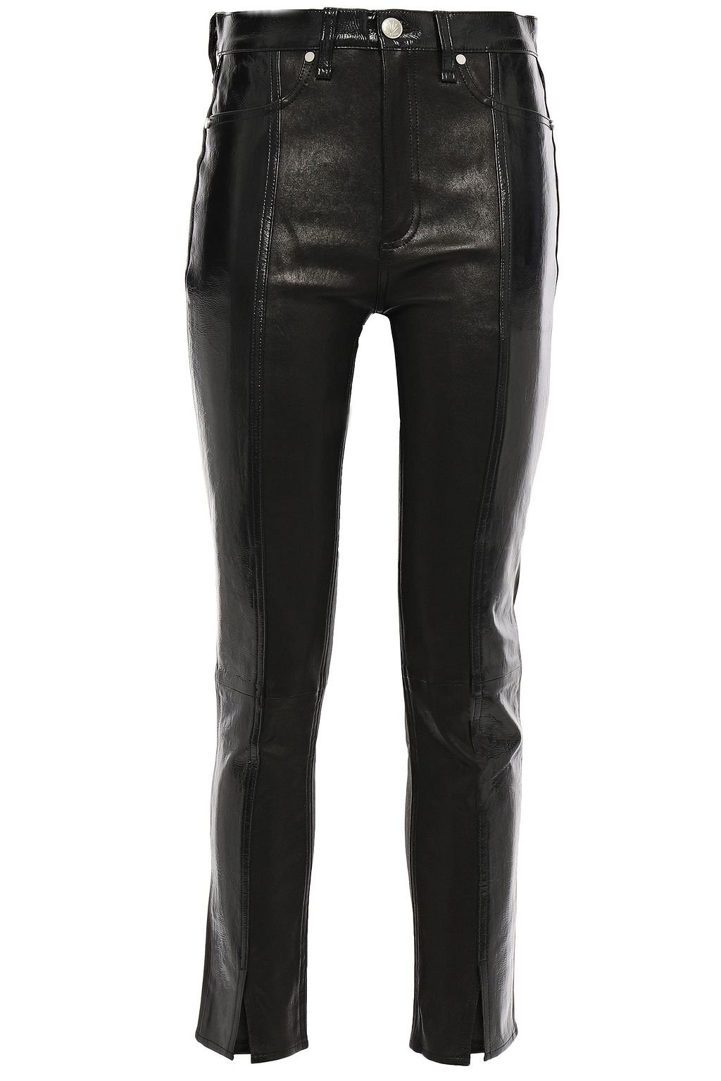 RAG & BONE Evelyn cropped smooth and crinkled patent-leather skinny ...