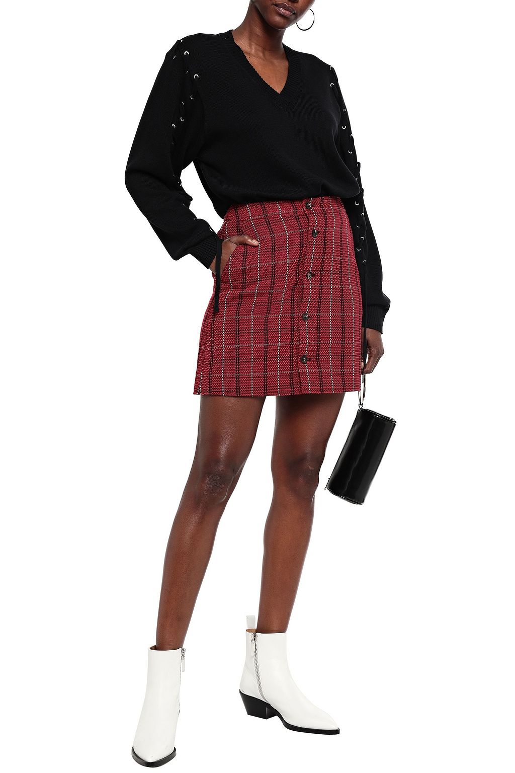 MCQ ALEXANDER MCQUEEN Button-detailed checked woven mini skirt