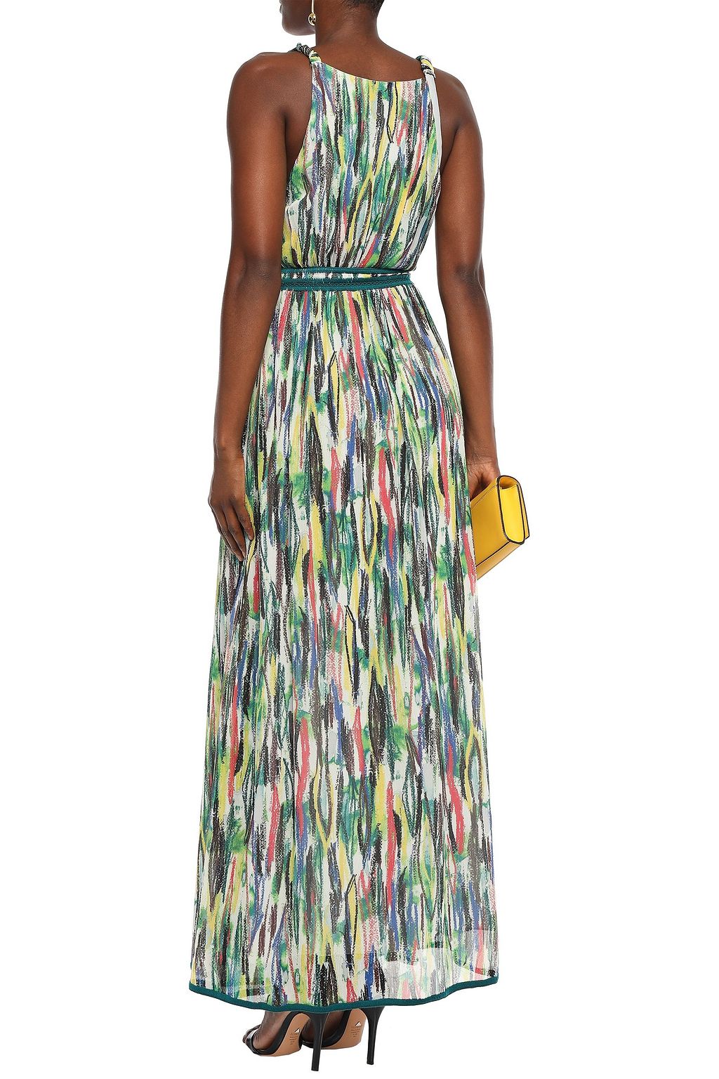 MISSONI Crochet-trimmed printed silk-georgette maxi dress
