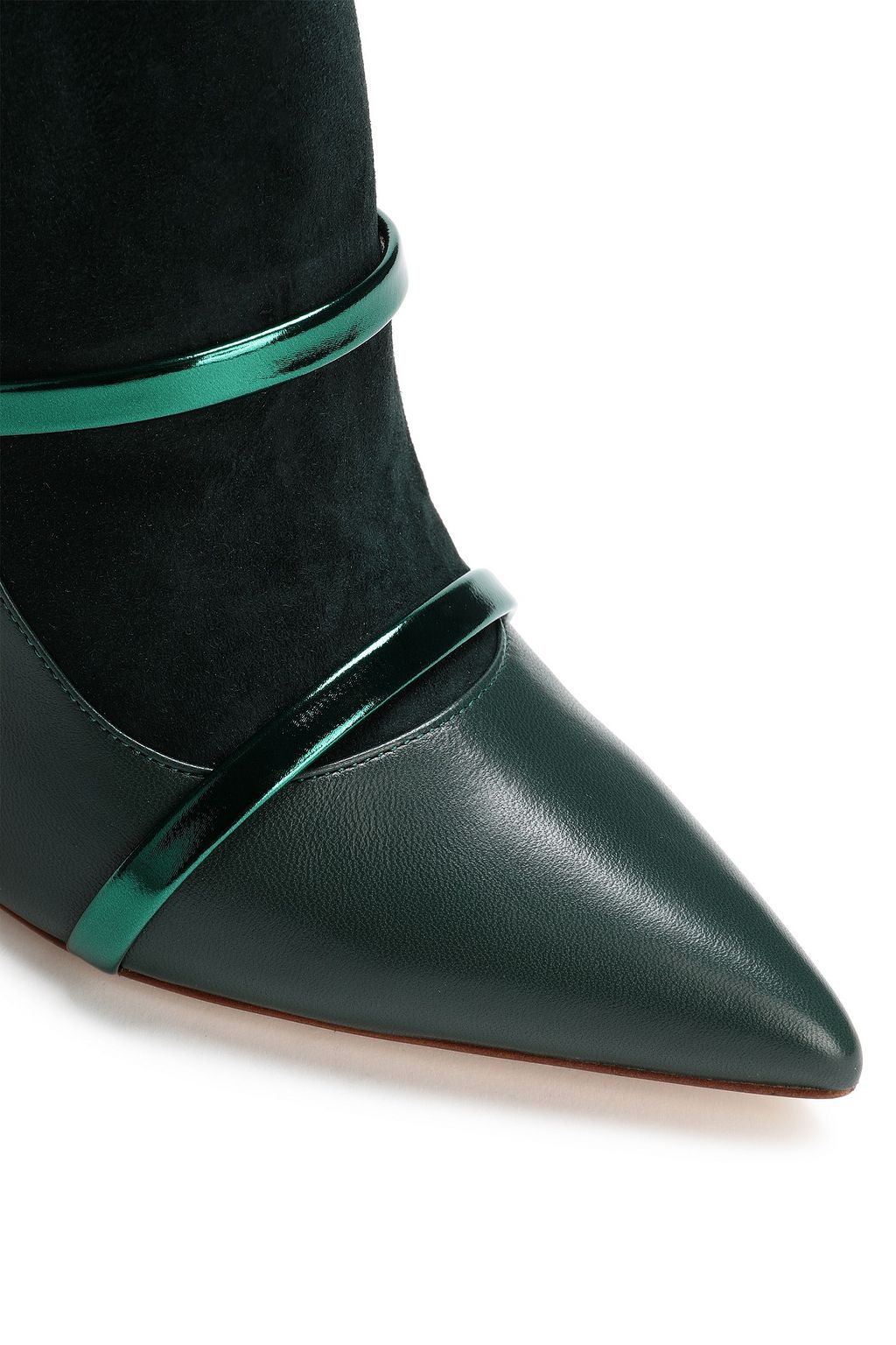 MALONE SOULIERS Madison 100 metallic-trimmed leather and suede ankle boots