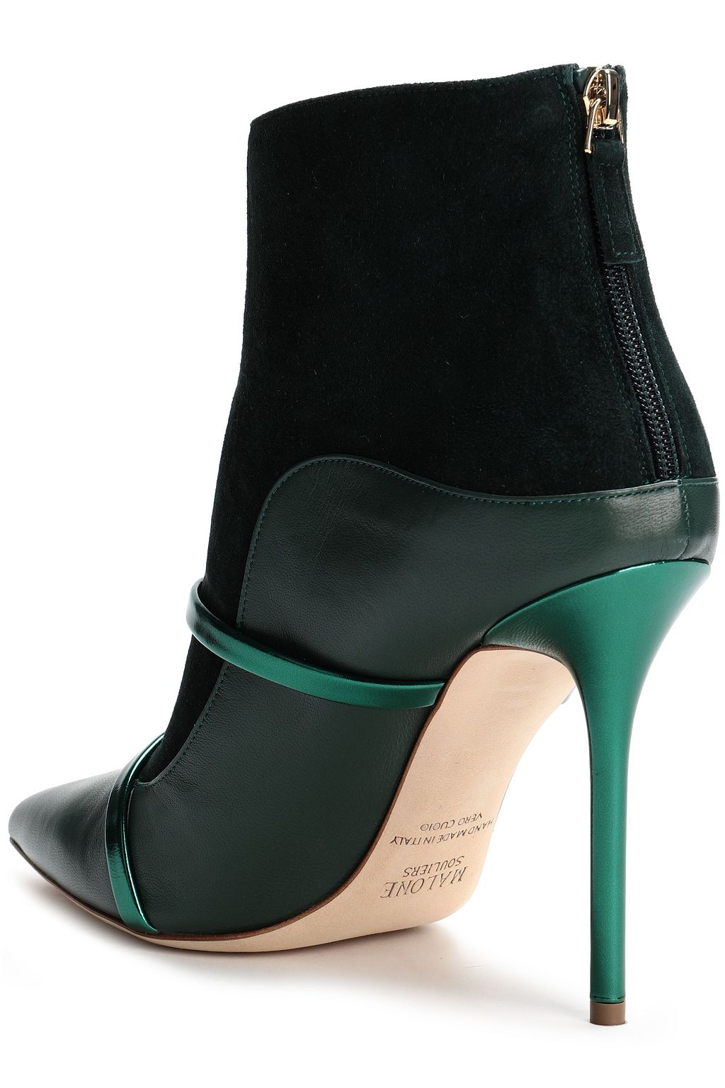 MALONE SOULIERS Madison 100 metallic-trimmed leather and suede ankle boots