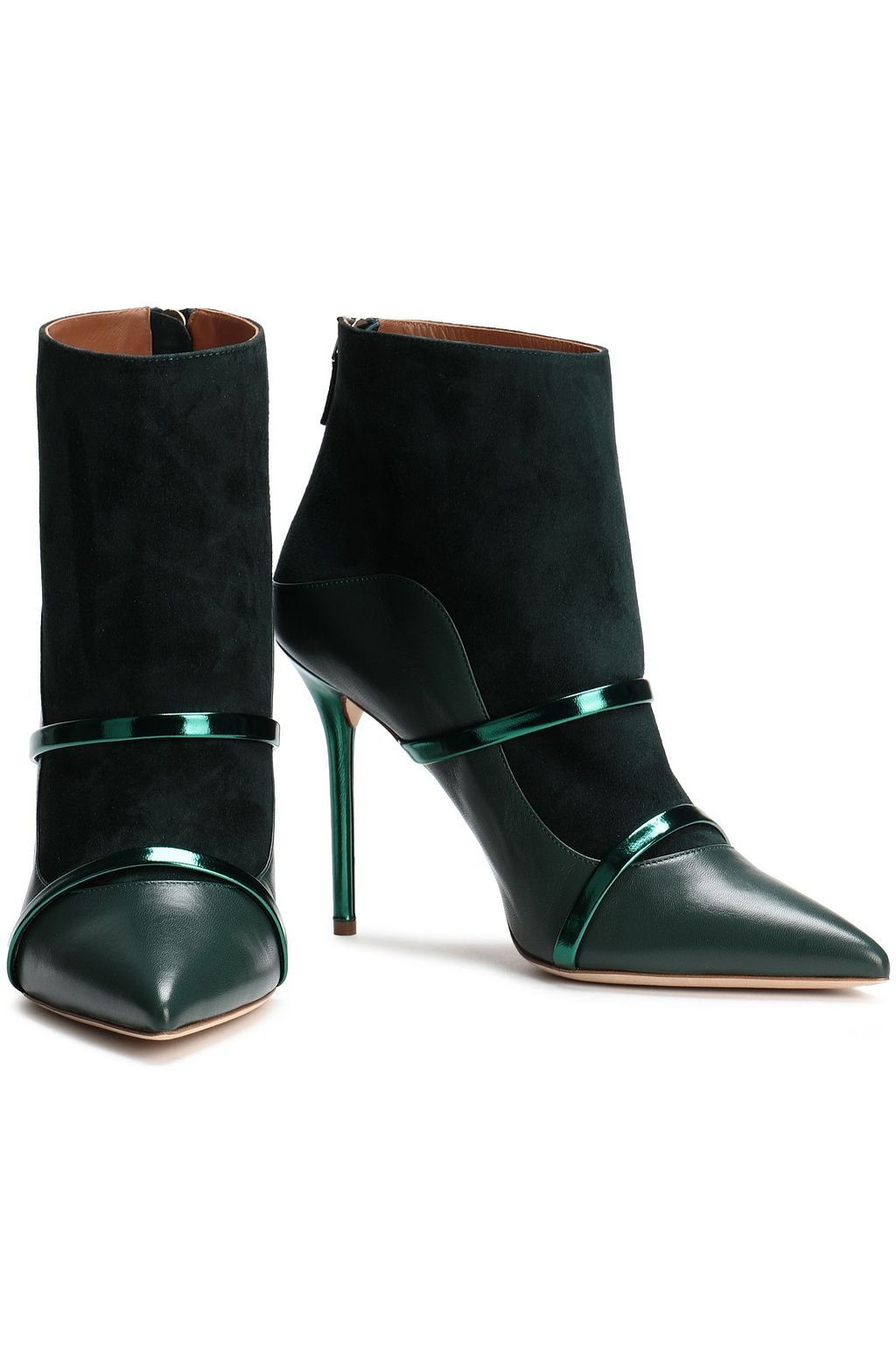 MALONE SOULIERS Madison 100 metallic-trimmed leather and suede ankle boots