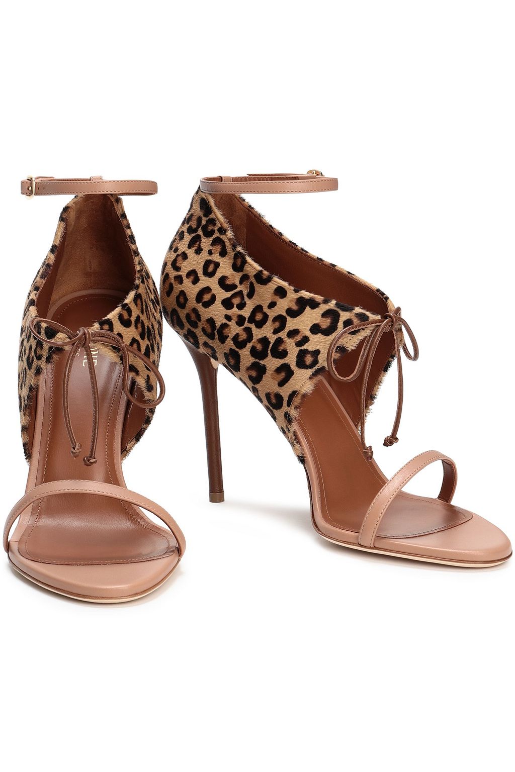 MALONE SOULIERS Johana leather-trimmed leopard-print calf hair sandals
