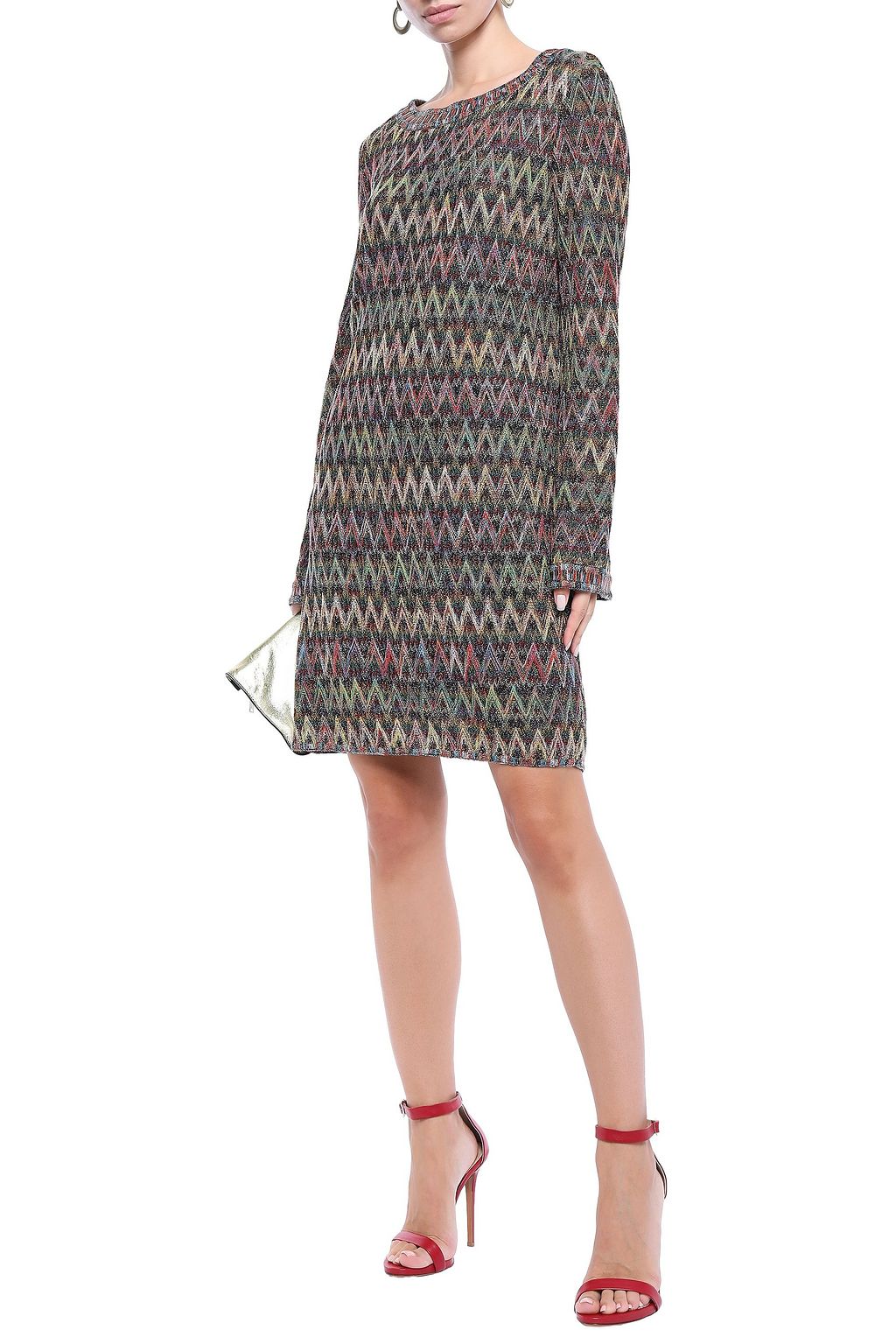 MISSONI Metallic crochet-knit mini dress