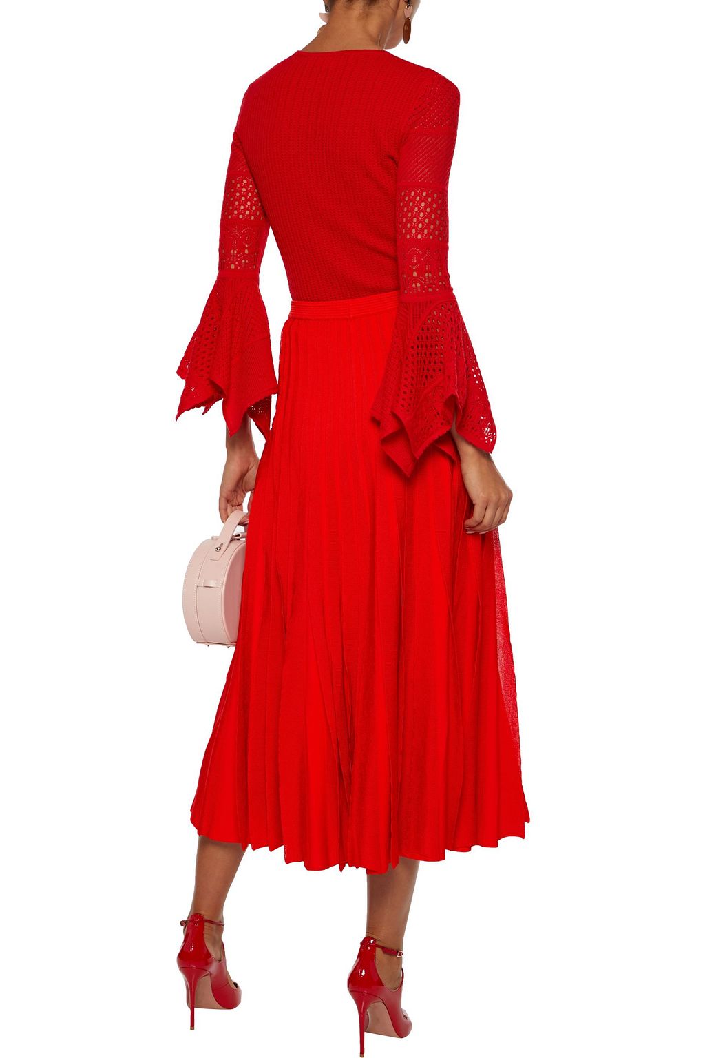 CAROLINA HERRERA Pleated stretch-knit midi skirt