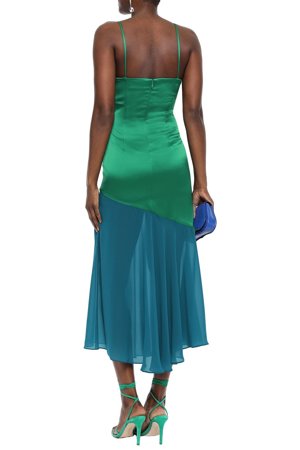 RACIL Zsa Zsa satin and chiffon midi slip dress