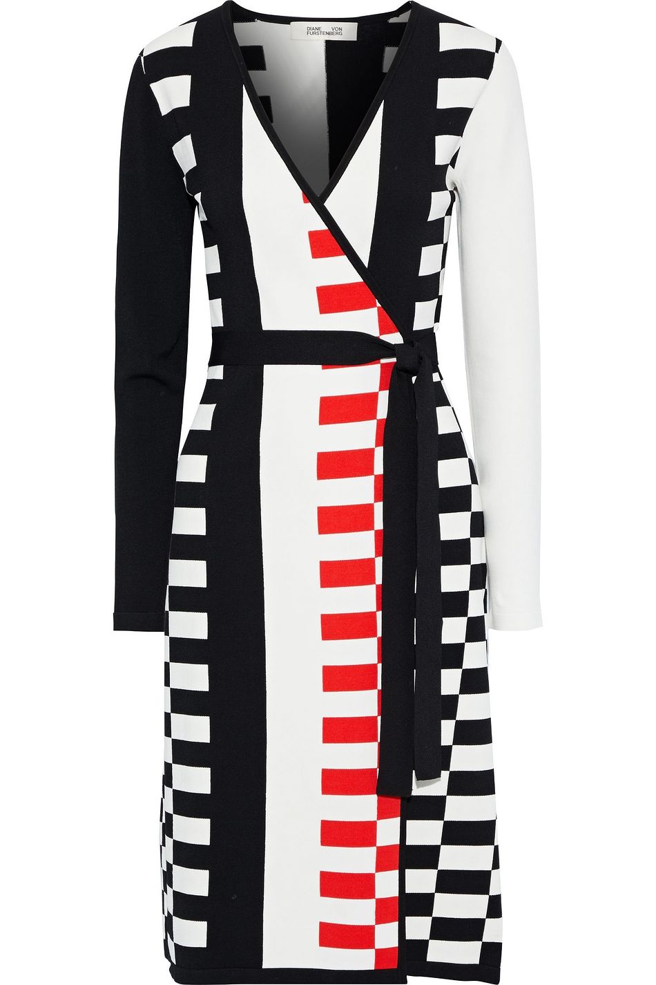 black knit wrap dress