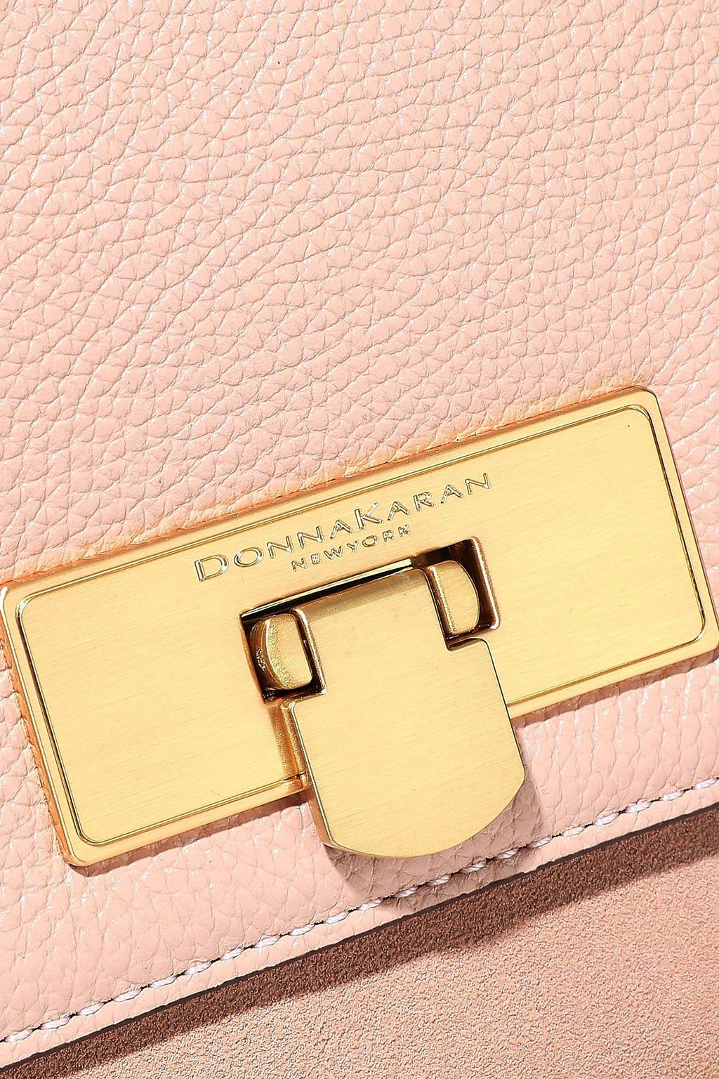 DONNA KARAN Studded suede and pebbled-leather shoulder bag