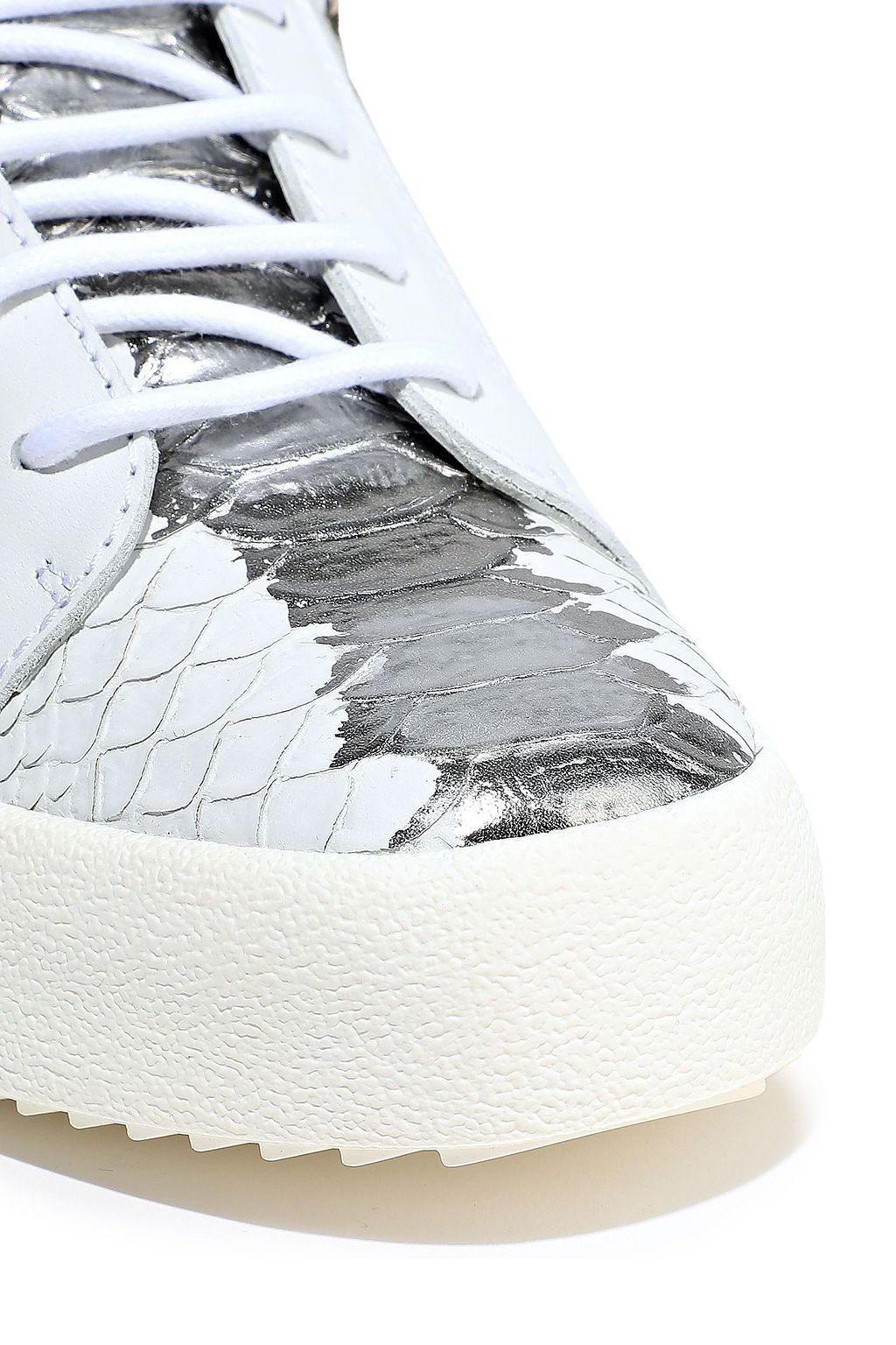 GIUSEPPE ZANOTTI Zip-detailed smooth and patent-leather sneakers