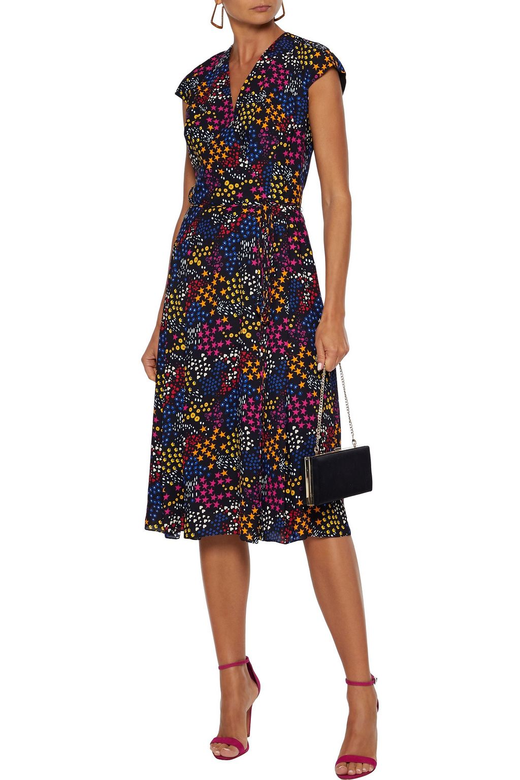 CAROLINA HERRERA Wrap-effect printed crepe de chine dress