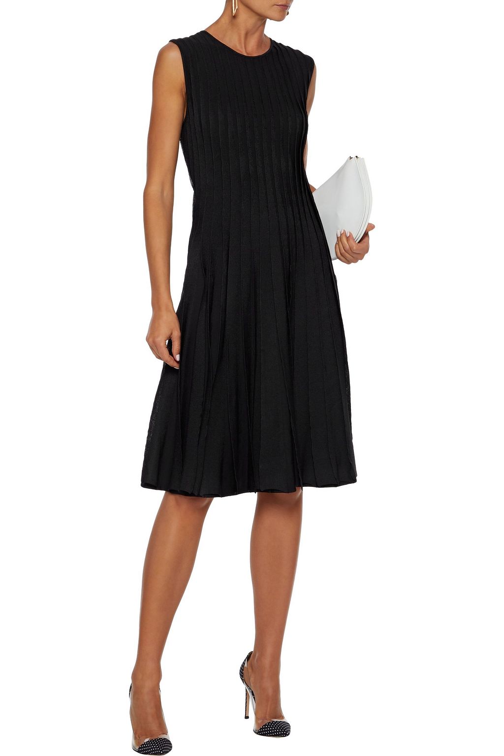 CAROLINA HERRERA Pleated stretch-knit dress