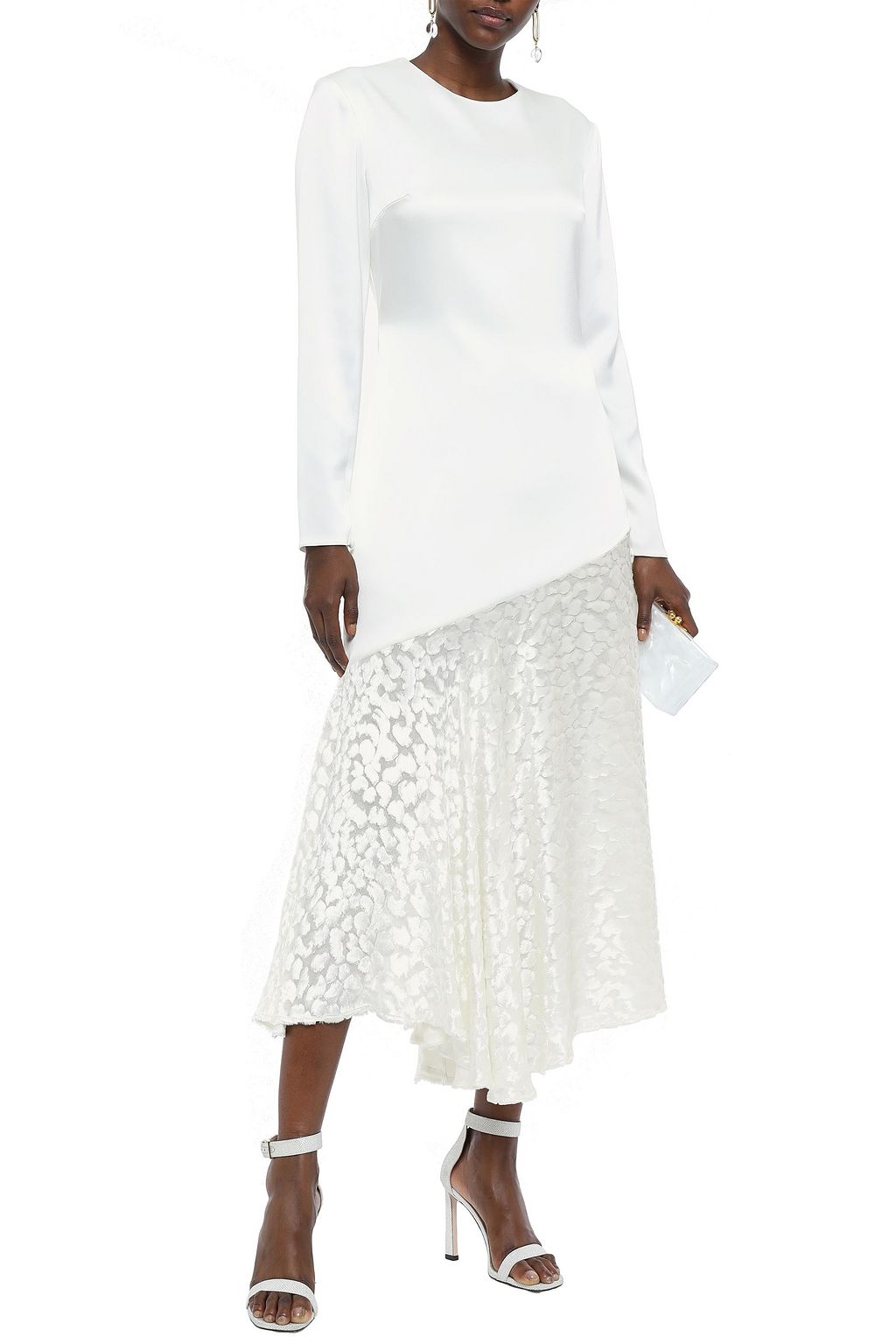 RACIL Greta satin and devoré-velvet midi dress