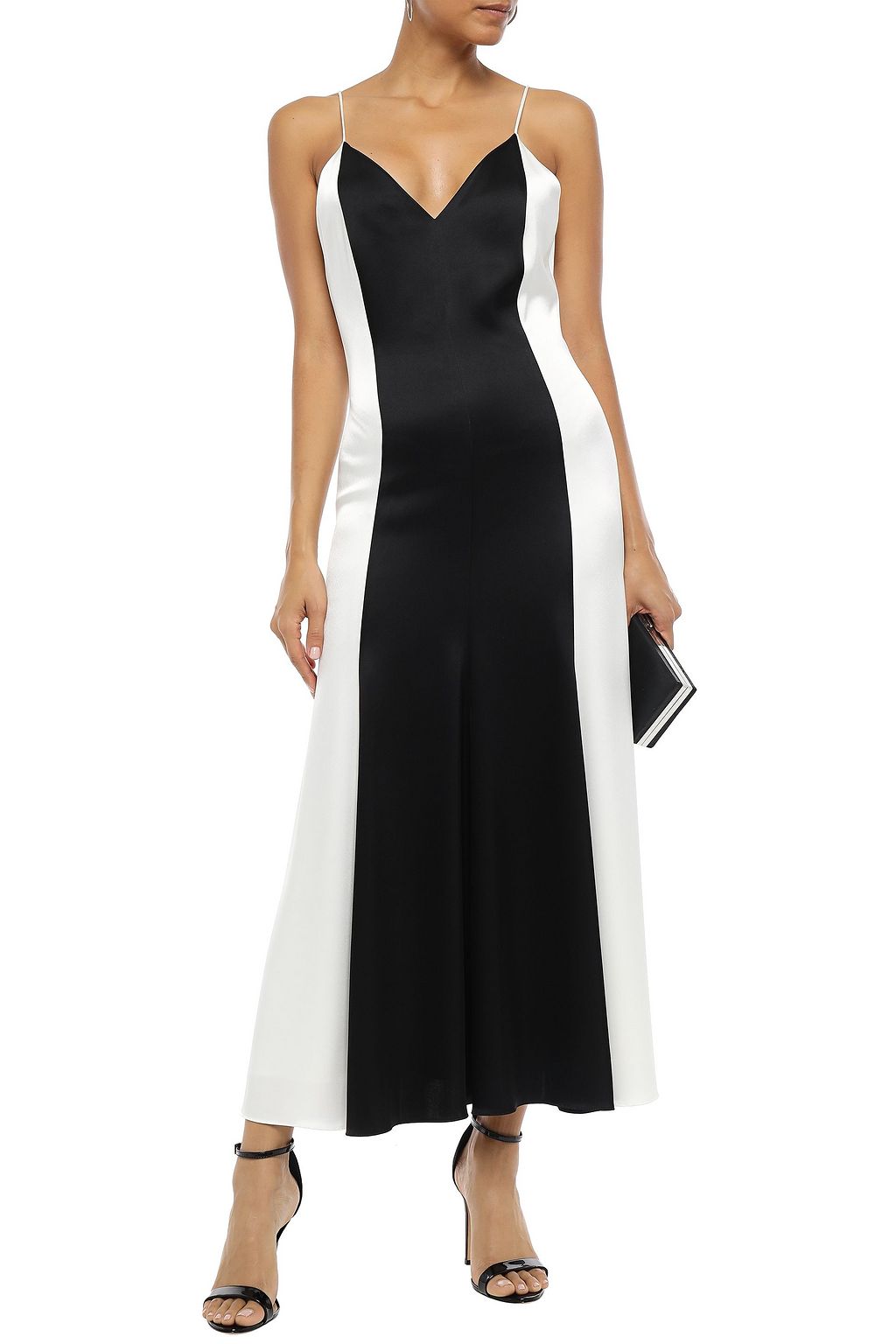 RACIL Marilyn two-tone satin maxi slip dress