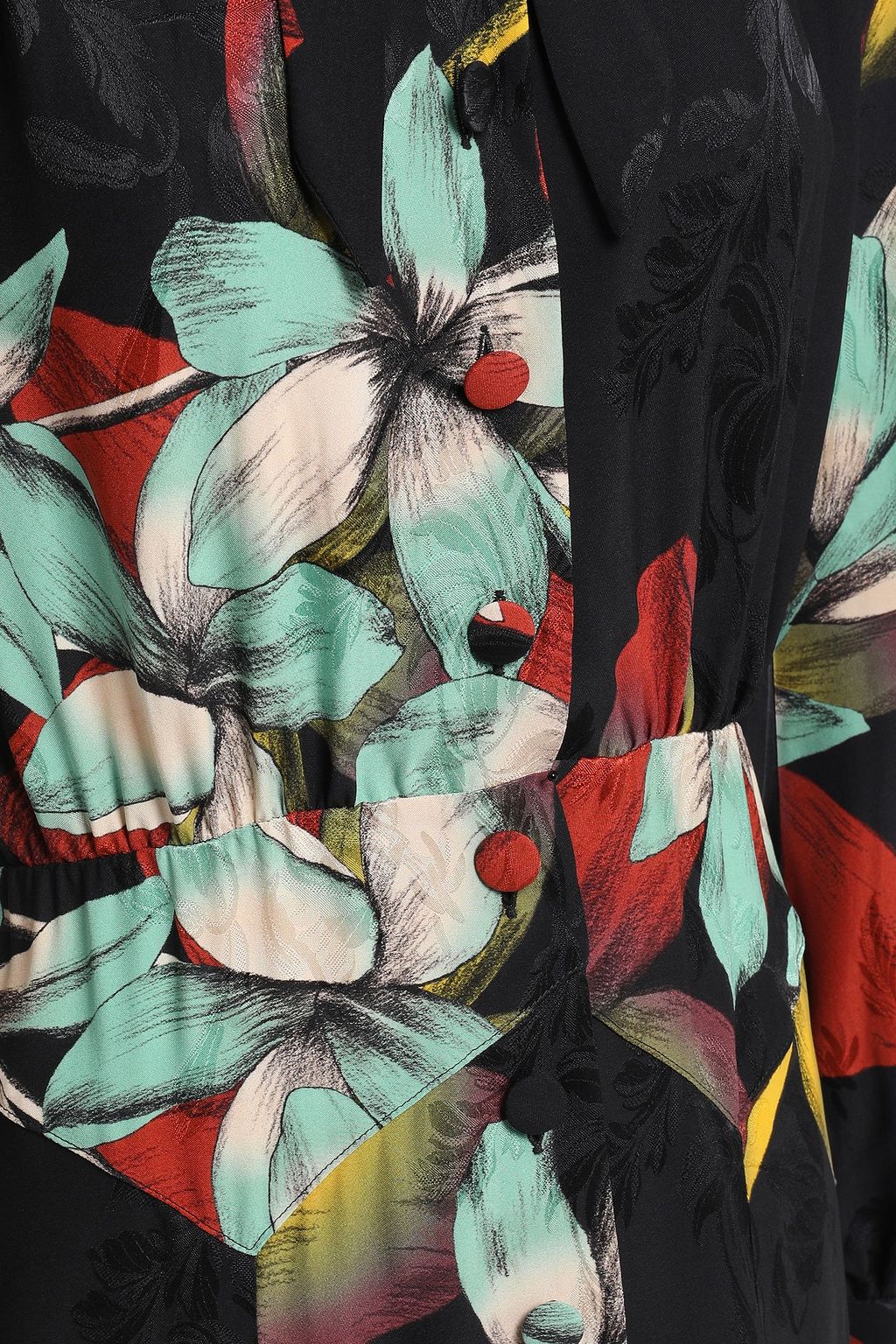 ETRO Pussy-bow floral-print satin-jacquard midi dress