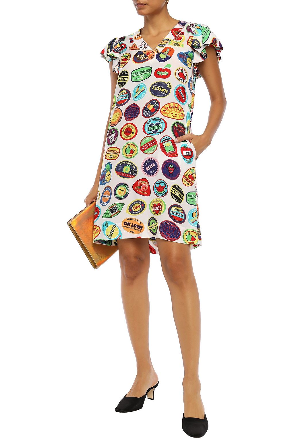 LOVE MOSCHINO Printed mousseline mini dress