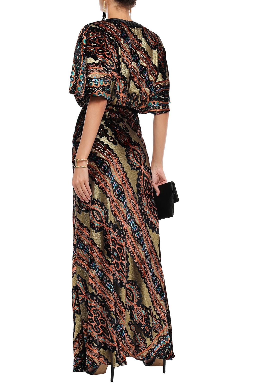 ETRO Metallic printed devoré-velvet gown
