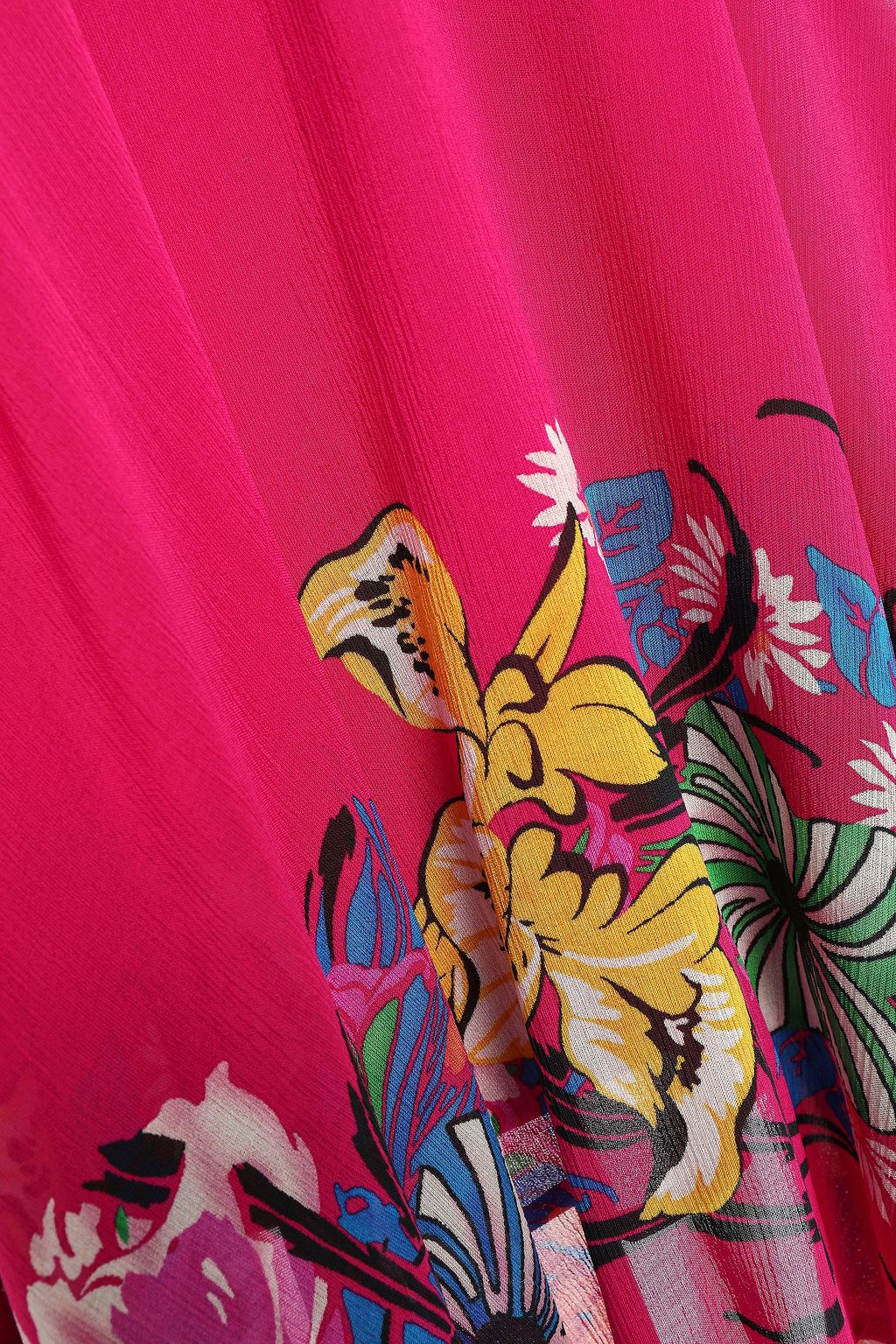 ETRO Tie-neck ruffled floral-print silk-blend crepon dress