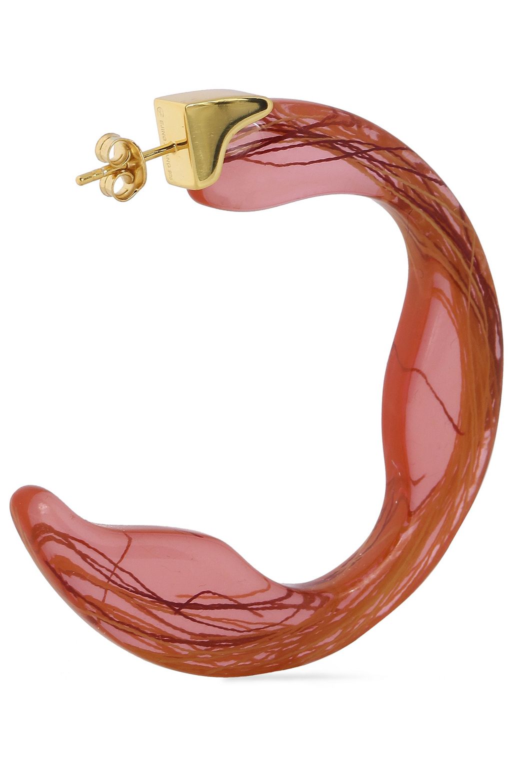 EJING ZHANG Scilla 18-karat gold-plated  resin hoop earrings