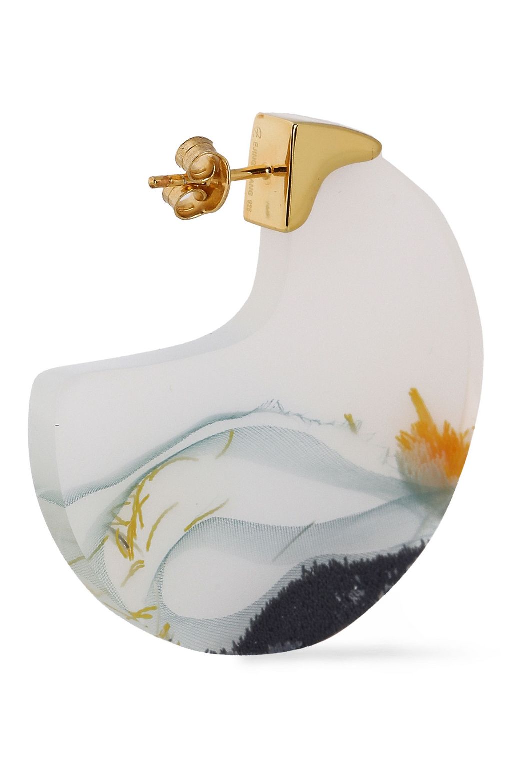 EJING ZHANG Chac Disc 18-karat gold-plated resin earrings