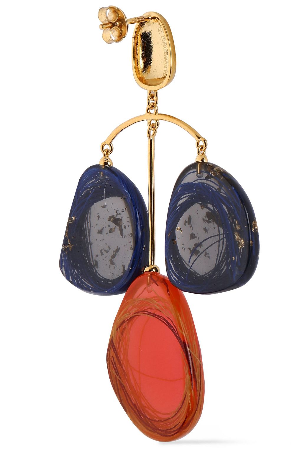 EJING ZHANG Patter 18-karat gold-plated resin earrings