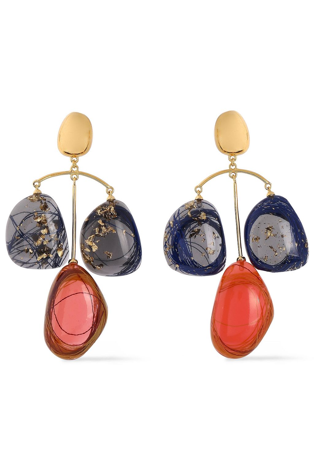 EJING ZHANG Patter 18-karat gold-plated resin earrings | Sale up to 70% ...