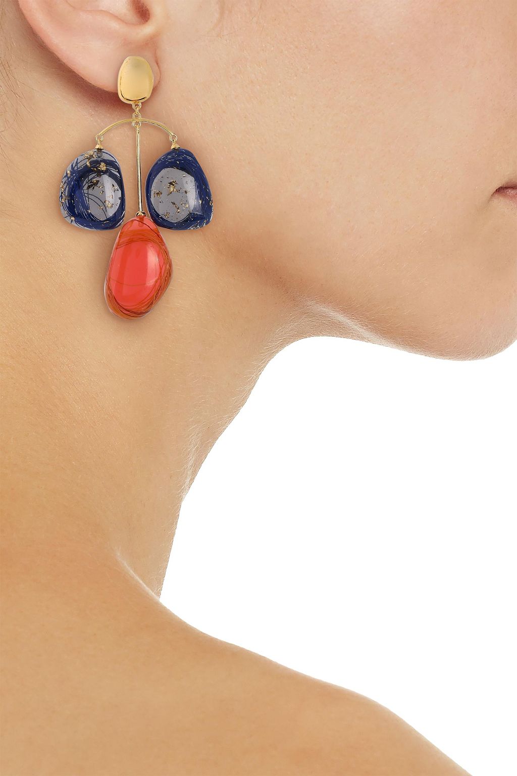 EJING ZHANG Patter 18-karat gold-plated resin earrings