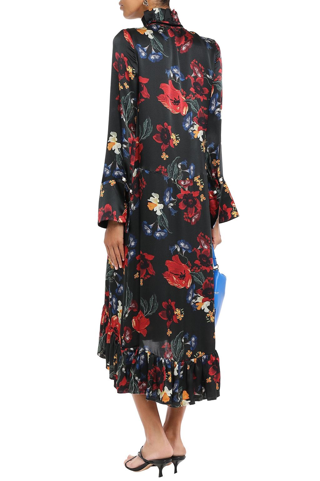 MOTHER OF PEARL Adelaide ruffle-trimmed floral-print silk-satin midi dress